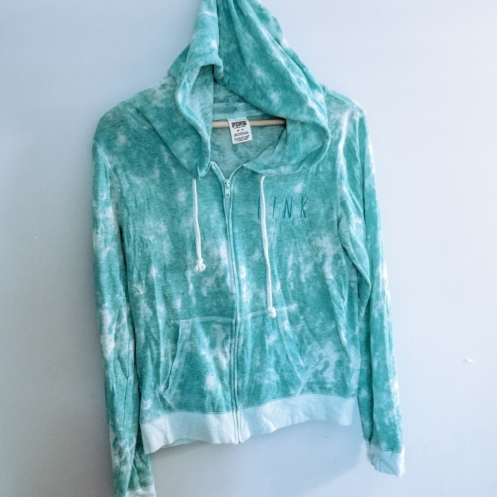Pink tie dye blue hoodie